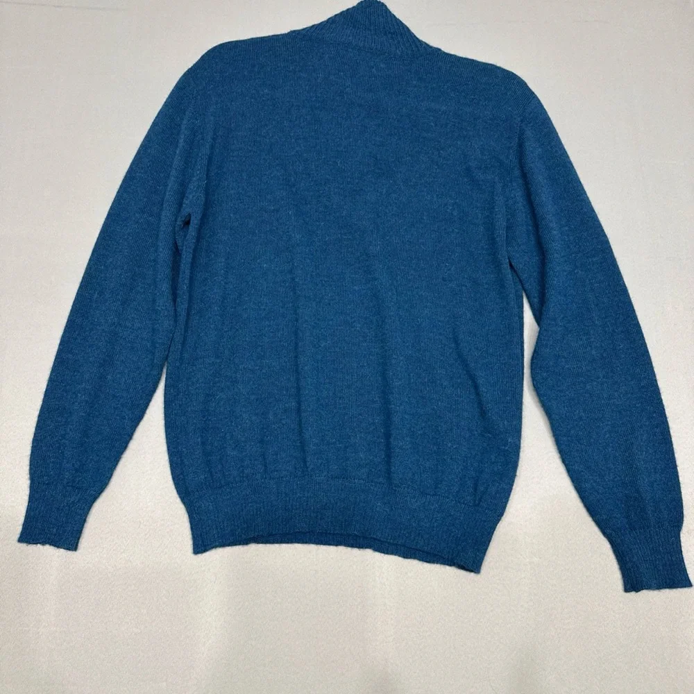 Golden Alpaca 100% Baby Alpaca Sweater Men’s Blue 1/4 Zip Made in Peru Size Smal